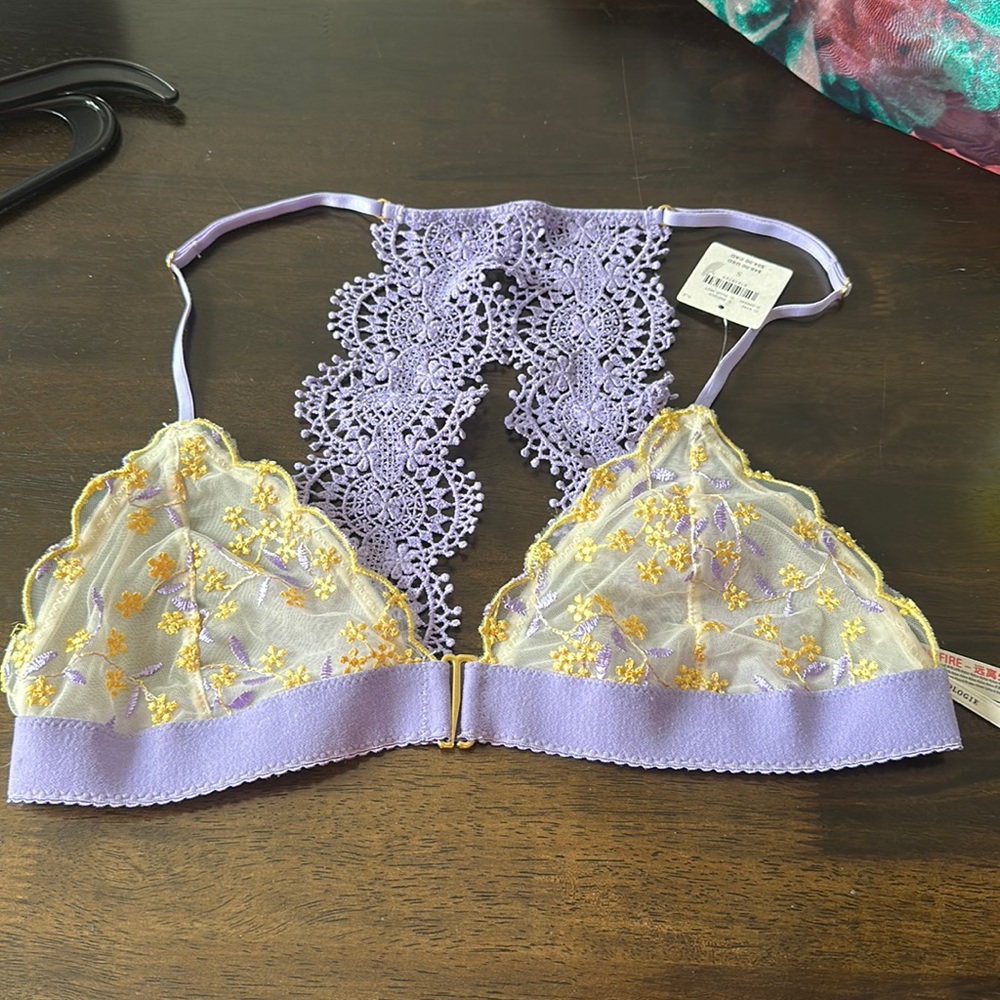 NWT Anthropologie Yellow and Purple Bralette - Size Small